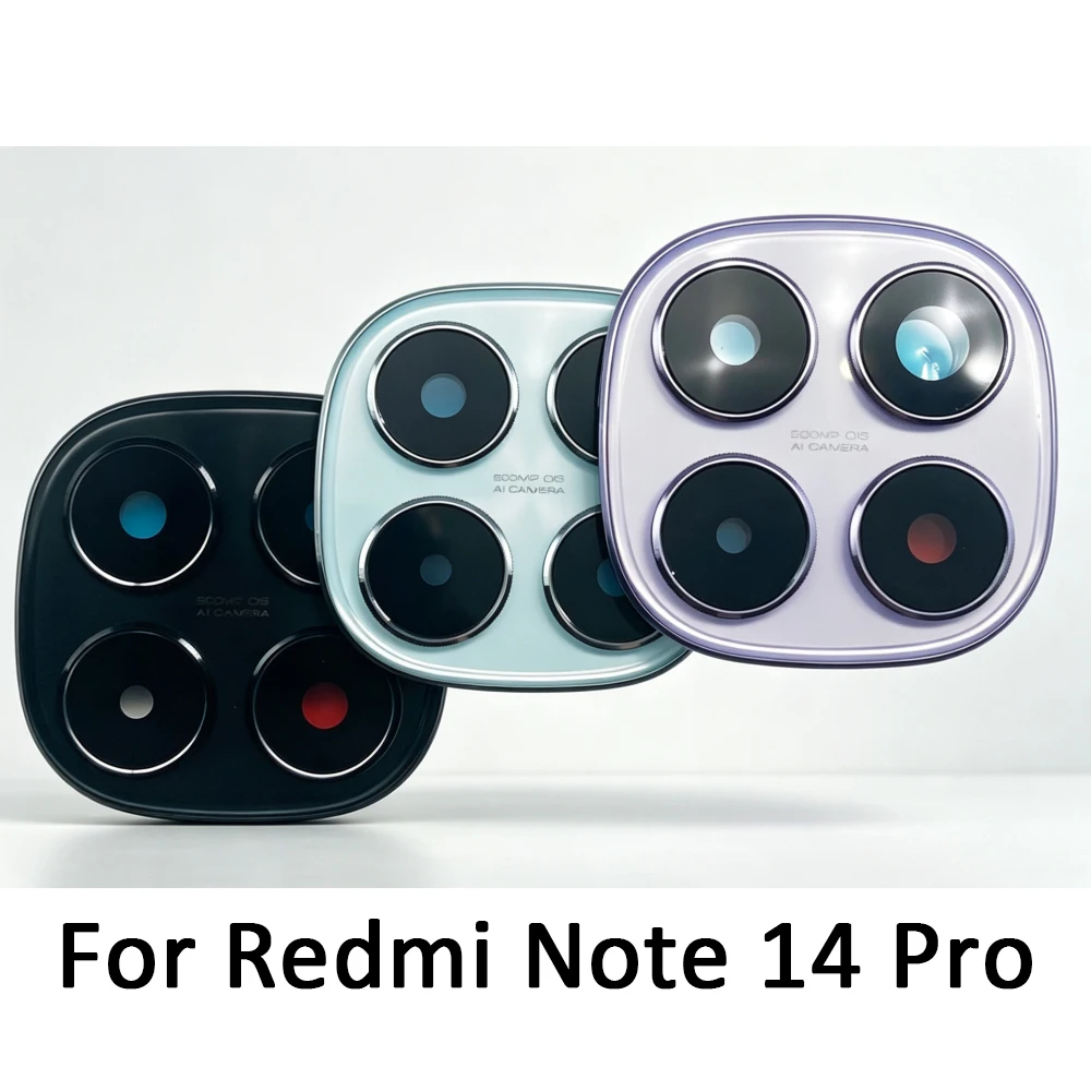Заднее стекло камеры с рамкой и клейкой основой для Xiaomi Redmi Note 14 Pro 4G 5G 200MP 50MP, запасные части