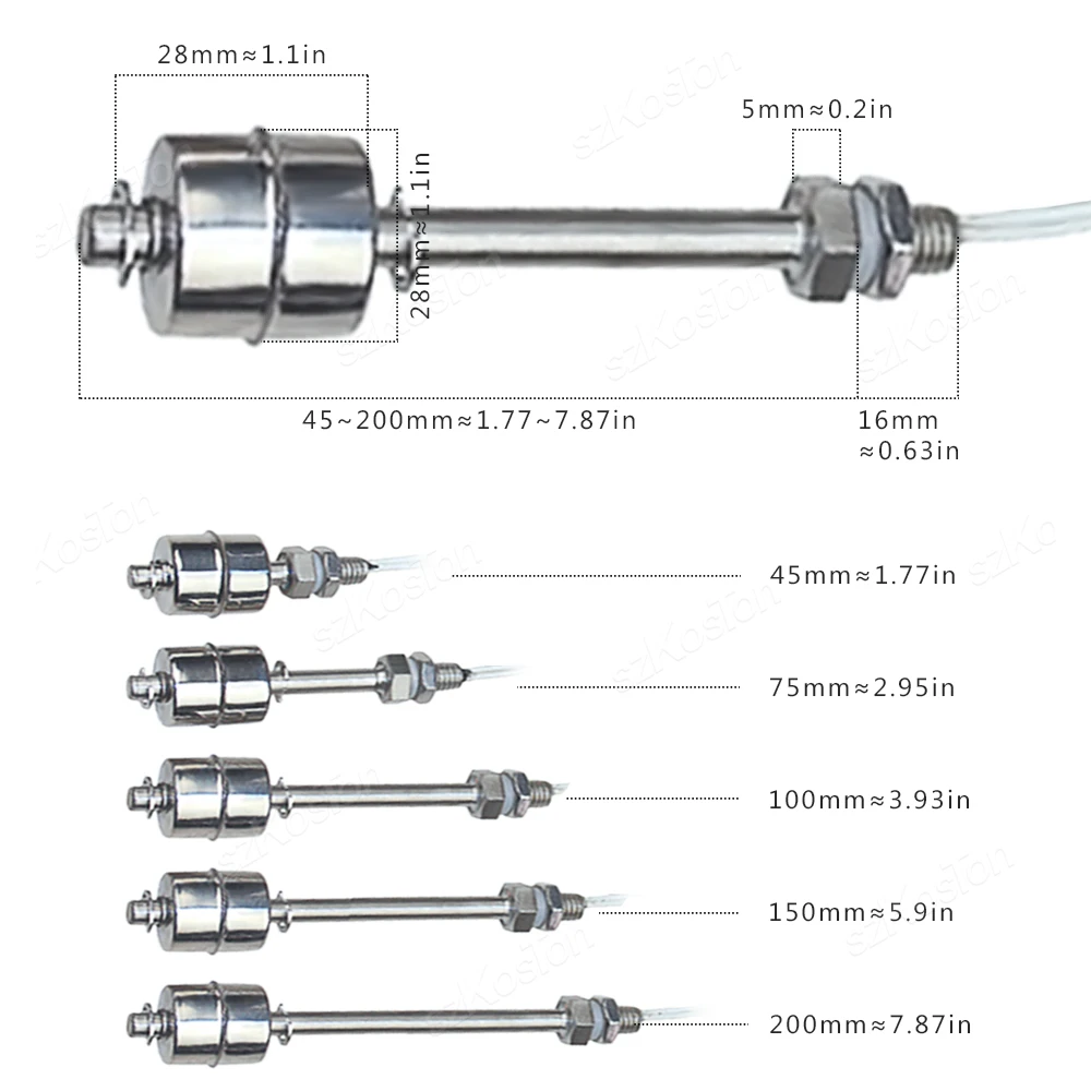 Float Switch High Temperature Resistant  Stainless Steel Water Tower Water Level Automatic Level Controller Tank Flow Sensor