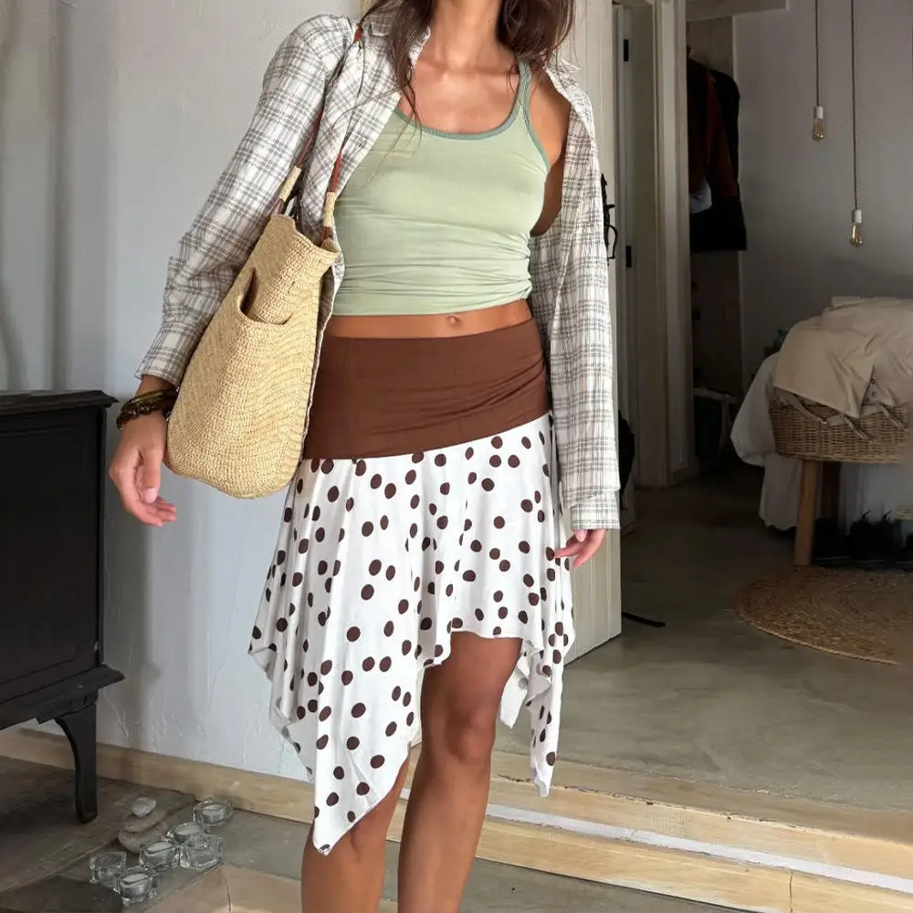 Sexy ort Skirt with Color Colion Waist Inching Irregular f Skirt for Women Ciwalk Summer 2025 PVC Fabric Embroidery