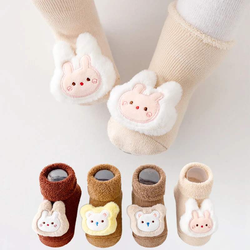 

Winter Baby Plush Socks Cute Animals Toddler Non-slip Floor Sock Cartoon Children Warm Socks 1-2Year Newborn Thermal Footwear