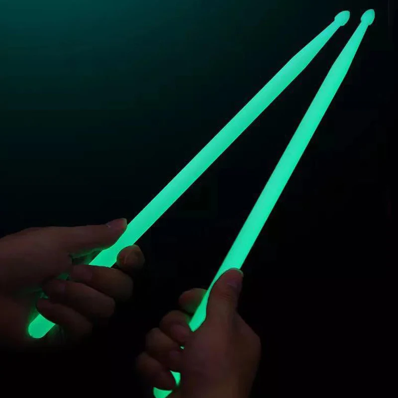 2pcs 5A Luminous Drum Stick Drum Set Fluorescent Drumsticks Glow in The Dark Musical Instruments