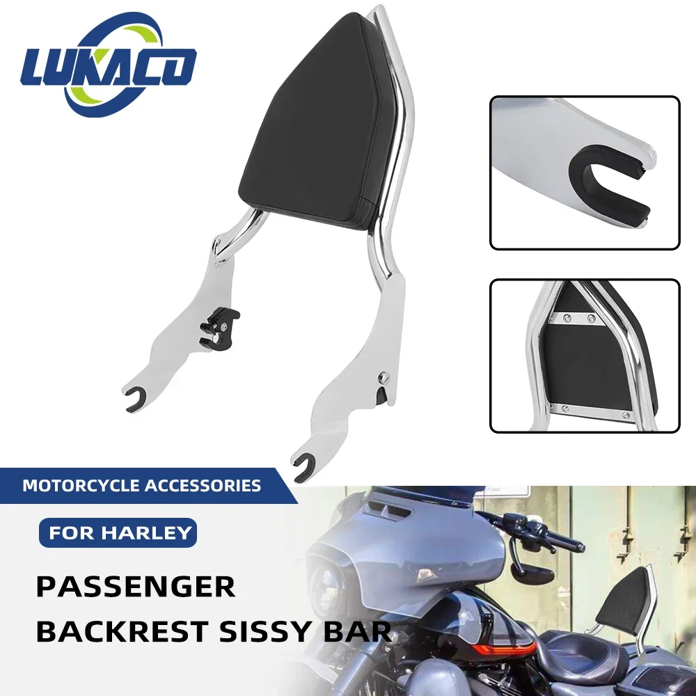 

Motorcycle Back Rest Detachable Sissy Bar Rear Passenger Backrest For Harley Touring Road King Glide Street Glide CVO 09-22