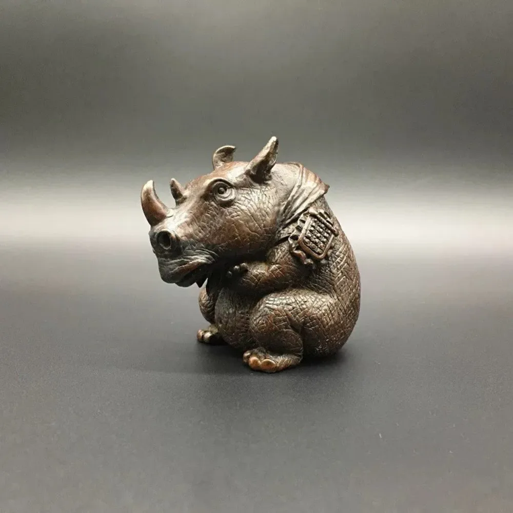 Solid Brass Rhinoceros Backflow Incense Burner Patina Finish Small Tea Pet Home Decor Gift