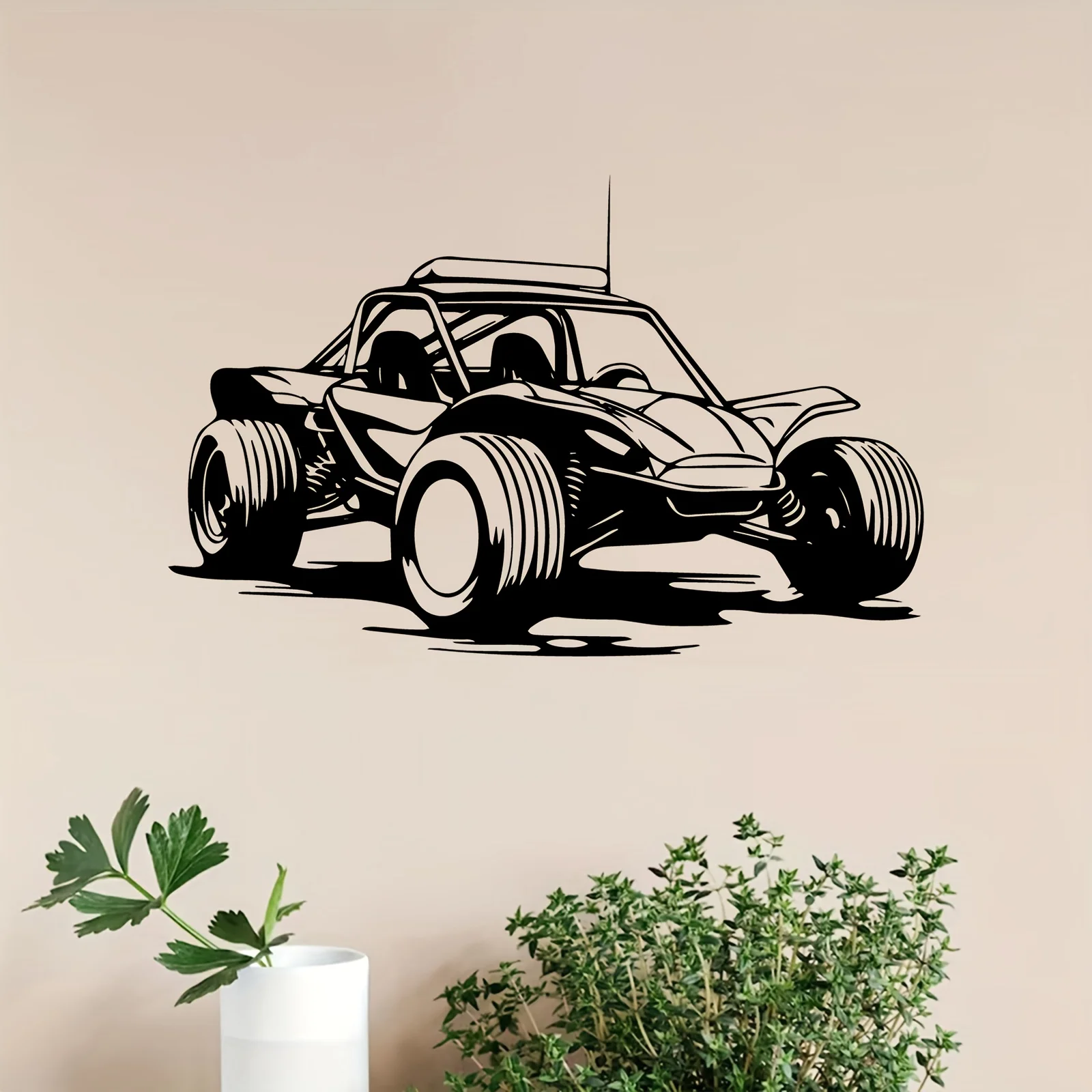 Buggy Metal Wall Art Iron Off-Road Vehicle Sculpture Garage Backyard Fence Hanging Mural Automotive Birthday Decor Gift