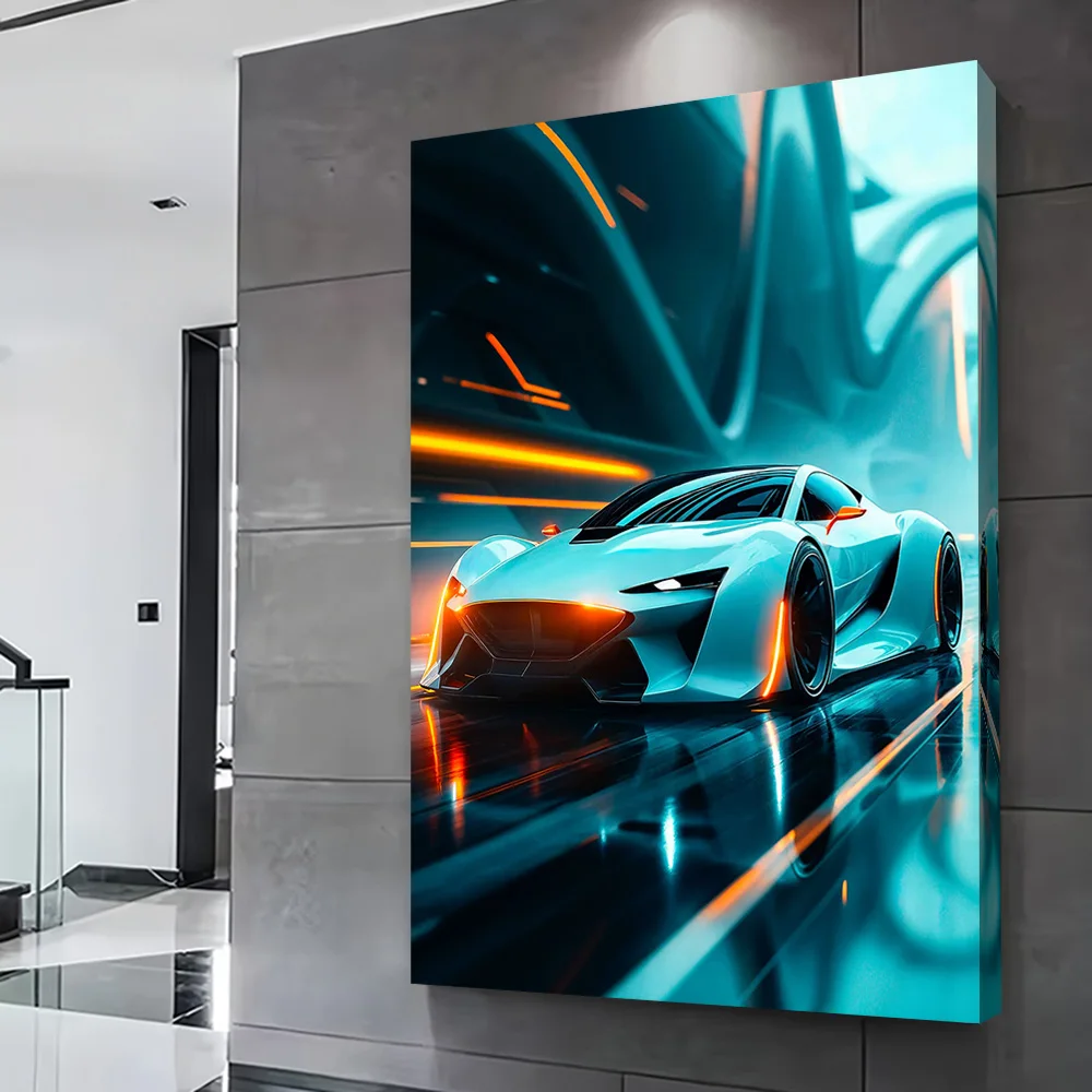 Futuristic Car Concept Printing Poster Customizable Pictures Wall Art Canvas Painting for Modern Home Decoration Ornaments Room