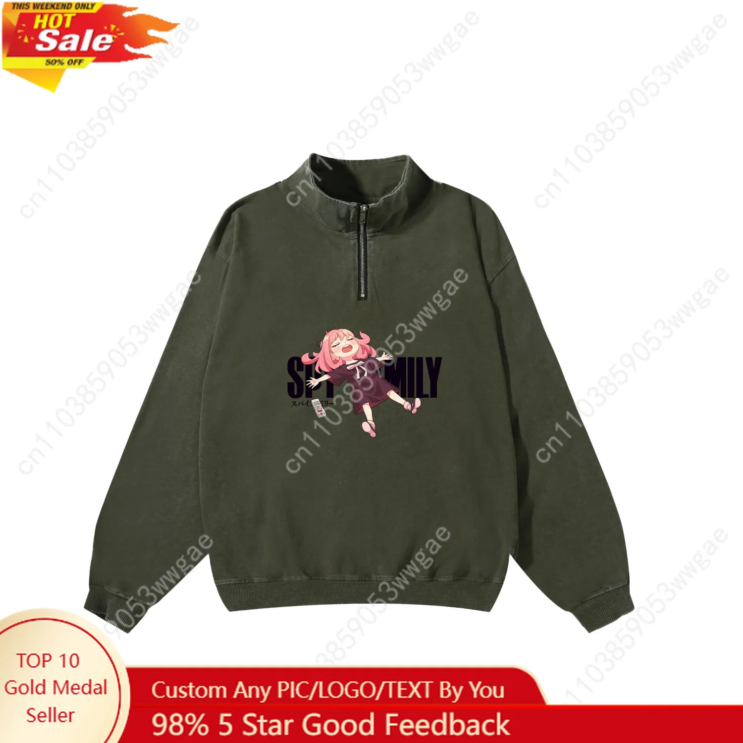 

Spy × Family Retro Sweatshirt Mens Womans Teenagers Vintage Pullover Half Zipper Sweatshirt Customized Top Long Sleeved Tshirt
