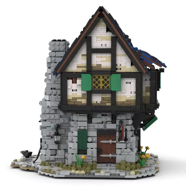 Creative Medieval Blacksmith Shop Building Blocks European City Street View Store MOC Model Bricks Toys Gift for Adults and Kids