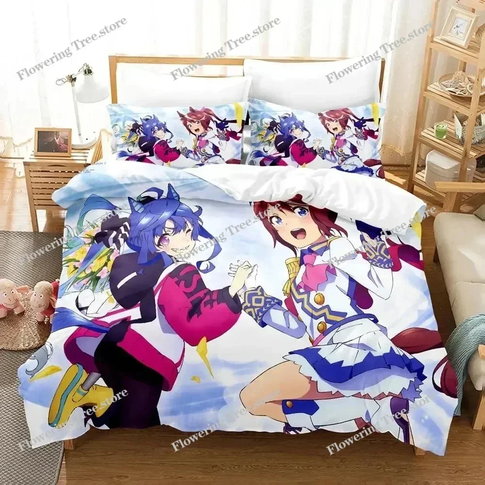 Anime Uma musume Pretty Derby Bedding Set Duvet Cover Bed Set Quilt Cover Pillowcase Comforter king Queen Size Boys Adult029