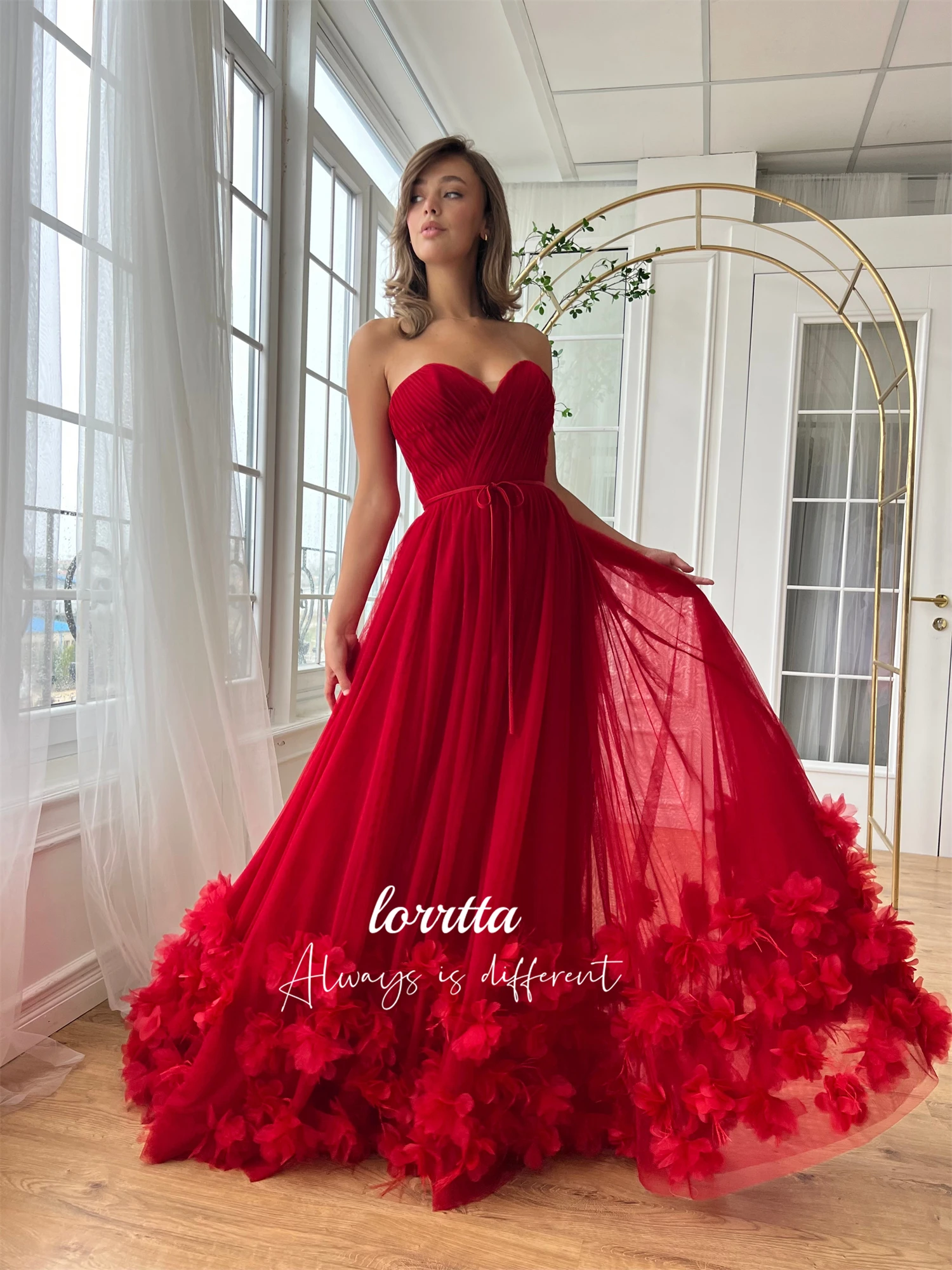 

Lorrtta Women Evening Dress Line A Flower Decoration Party Mesh Wedding Dresses for Parties dresses for special occasions
