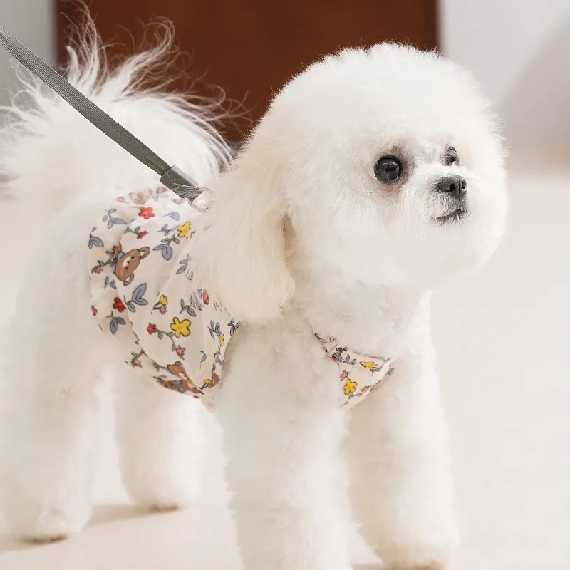 

Small and Medium Dog Pumpkin Dress Bear Shredded Dog Clothes Yorkshire Cute Hanging Teddy Soft Pullover Maltese Short Sleeve