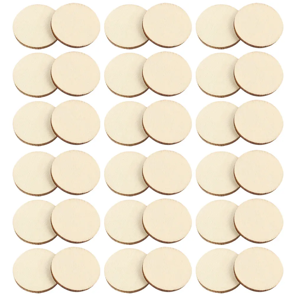

50 Pcs DIY Wood Chips Round Shape Unfinished Blank Wooden Pieces for Crafts Decoration Projects Sewing Tools Accessories