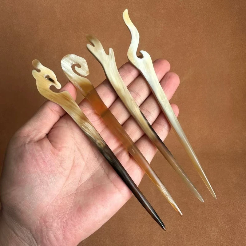 

Bull Horn Hair Accessories Palace Yellow Cattle Horns Headwear Hanfu Ancient Steps Swaying Ancient Style Hairpin