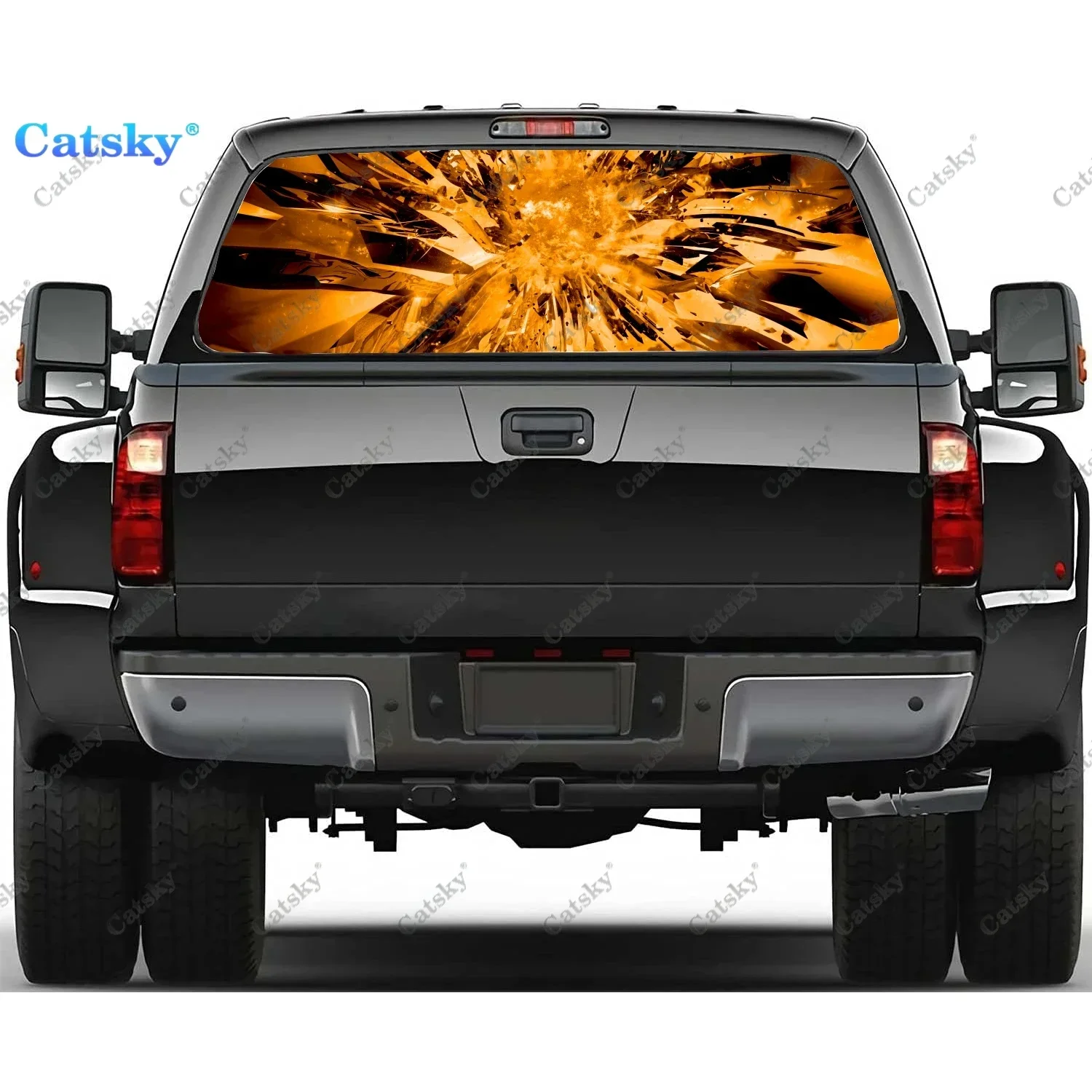 

Abstract - Gold Rear Window Decals for Truck,Pickup Window Decal,Rear Window Tint Graphic Perforated Vinyl Truck Sticker