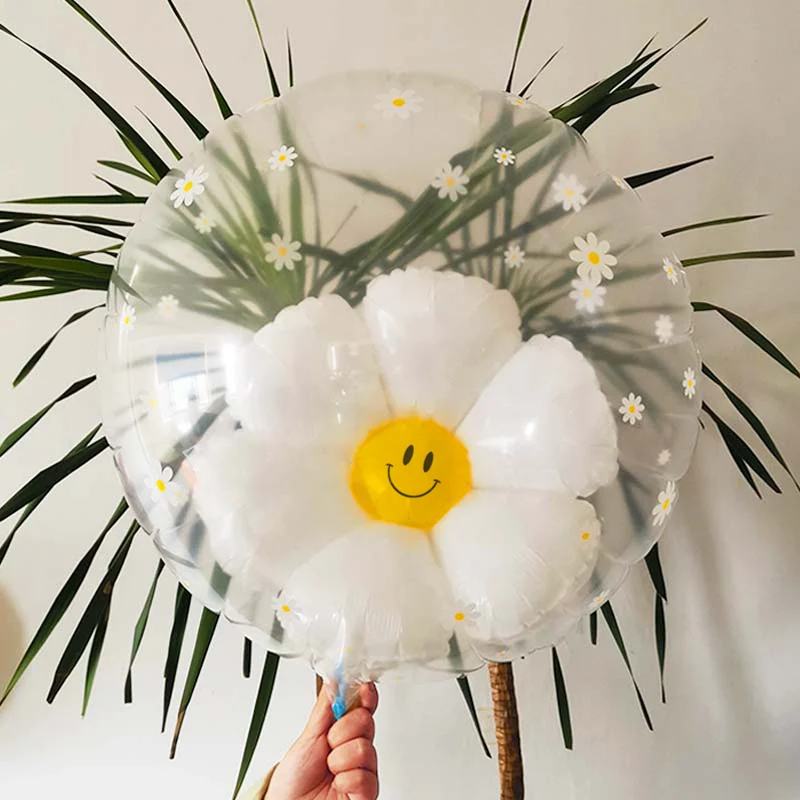 Transparent Bubble Daisy Helium Balloons Sunflower Plumeria Rubra Ballon Wedding Decoration Birthday Party Kids Toys Baby Shower