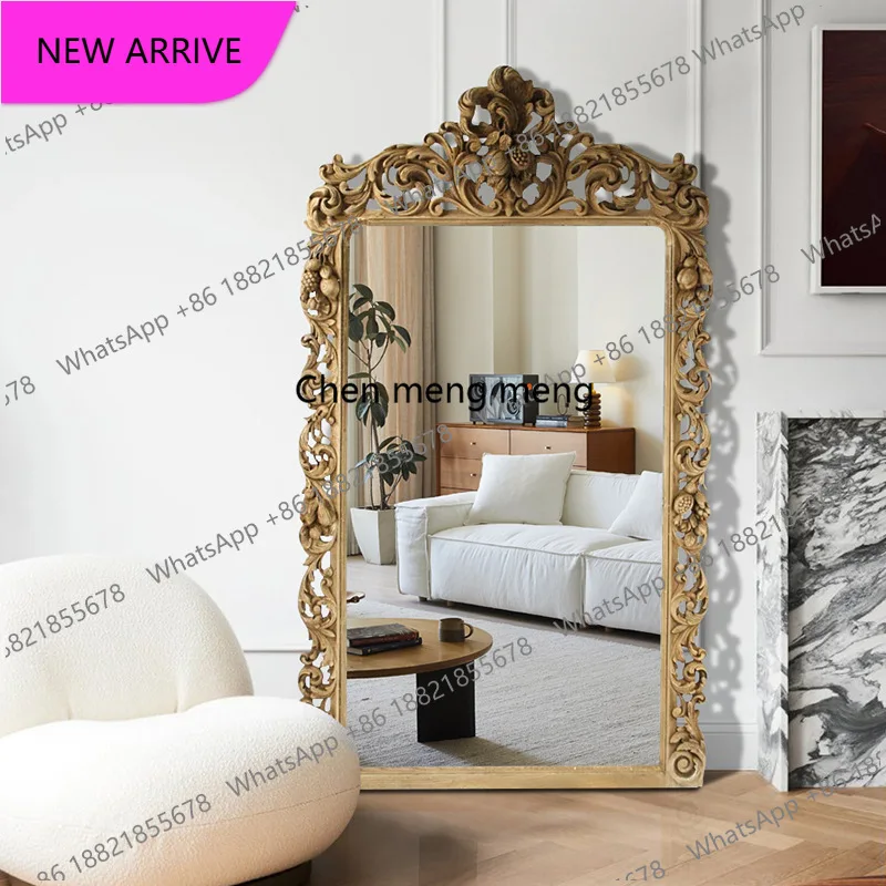European retro carved floor-to-ceiling exquisite dressing home bedroom fitting mirrora139