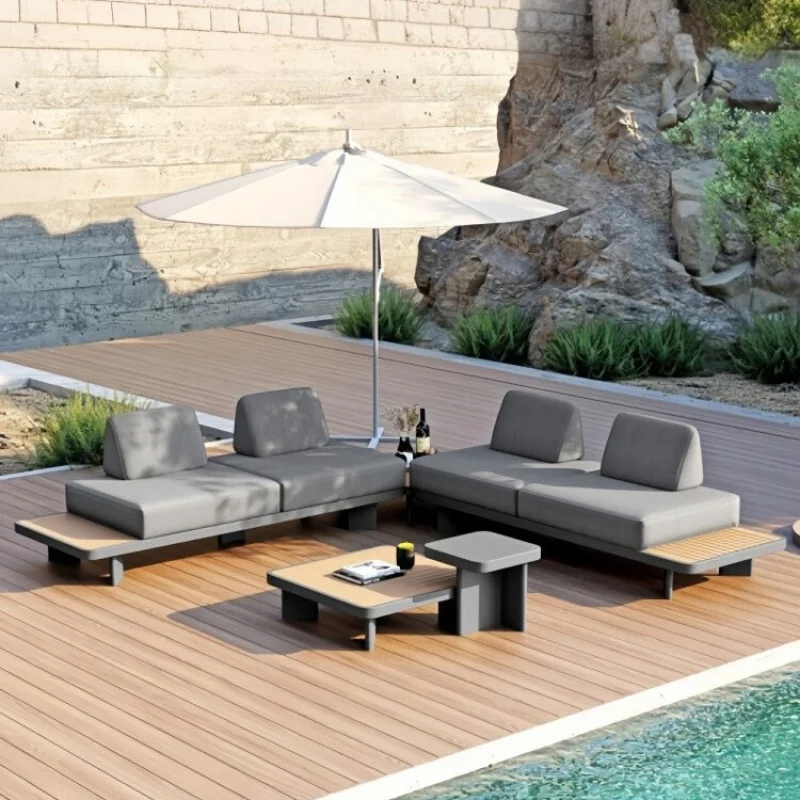 Outdoor Sofa Sofa Courtyard Leisure Outdoor Aluminum Alloy Garden Terrace Coffee Table Set Balcony Hotel Furniture