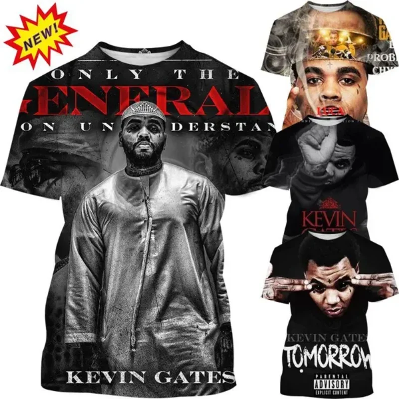 Fashion Men Clothing Rapper Kevin Gates 3D Print T-shirt Personalized Hip-hop Street Oversized T Shirt Harajuku Unisex Tops Tees