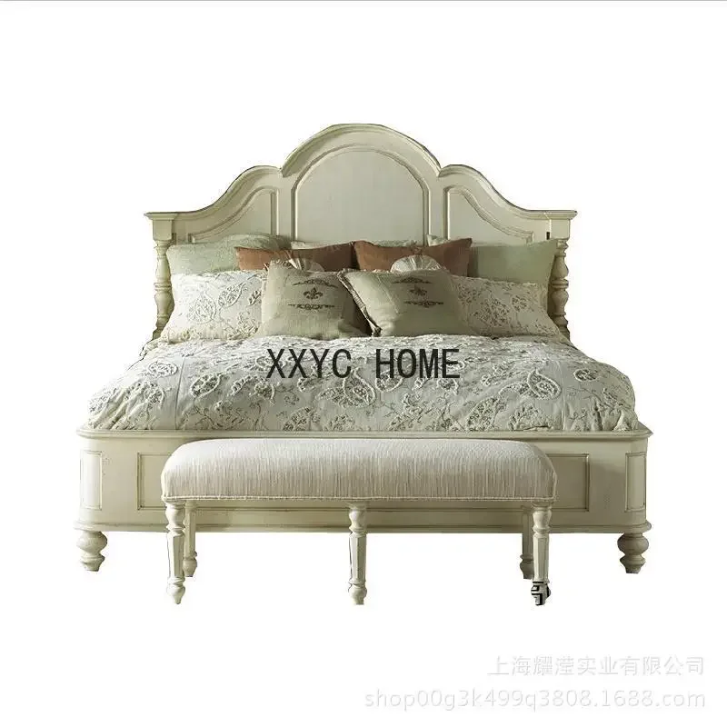 Muebles de cama doble de madera maciza americana