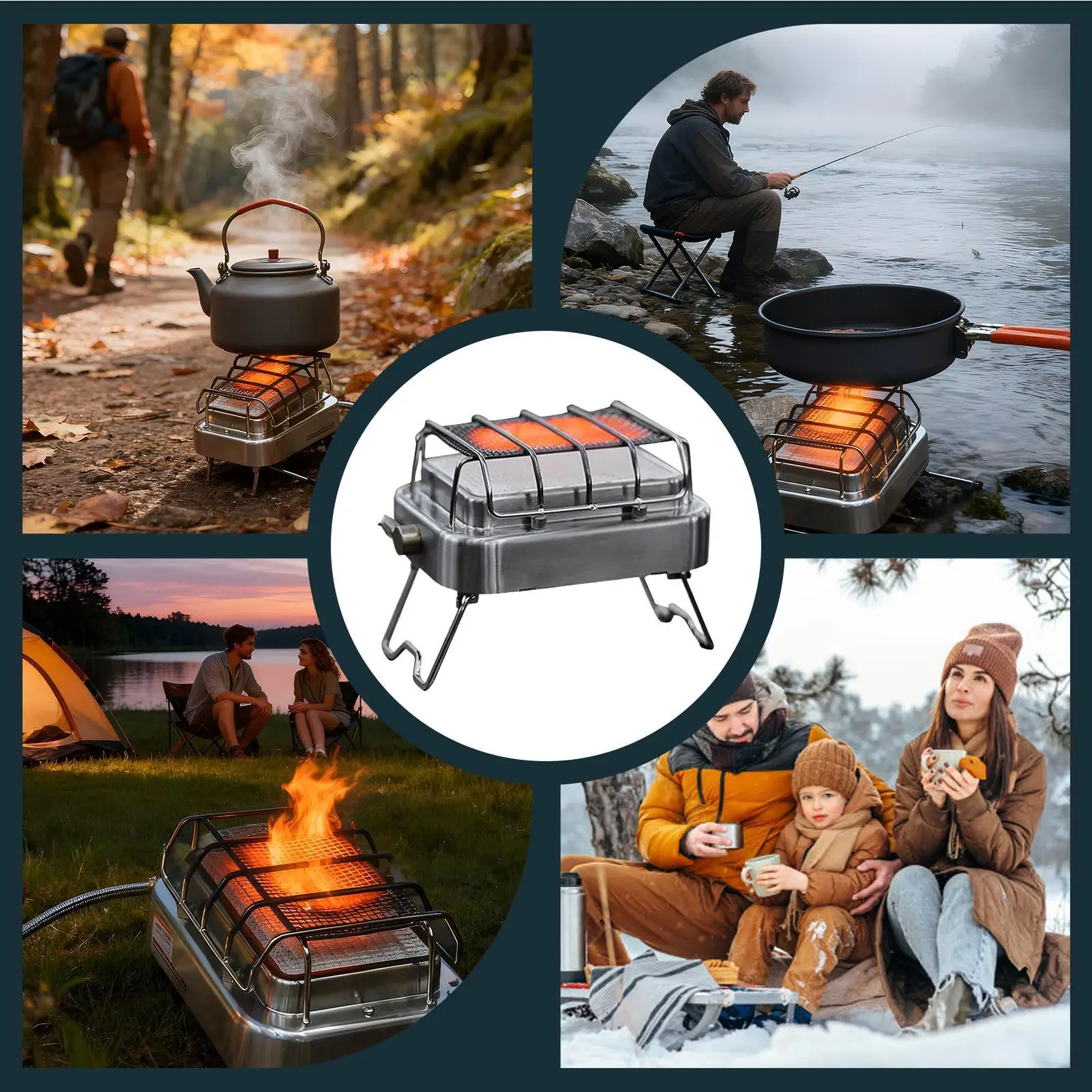 

Camping Heaters For Tents Cooking Stove Warmer 2-in-1 Small Propane Heater For Outdoor Hiking Patio Garage Fishing Wildlife
