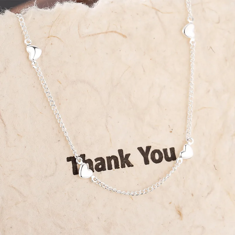 

925 Sterling Silver Love Necklace Charm Personalized Heart-shaped Clavicle Chain Choker Birthday Gift Women's Exquisite Jewelry