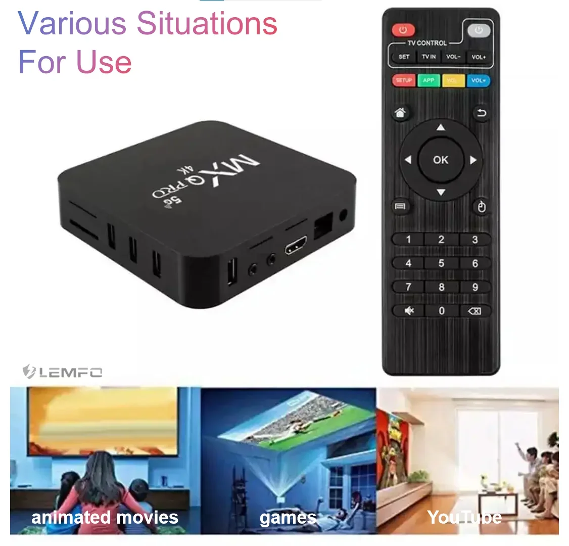 MXQ PRO TV Box Android 12 2.4/5G Dual-WIFI 4K HD H.265 3D Video Media Player Home Theater For Netflix TV Set Top Box EU Plug