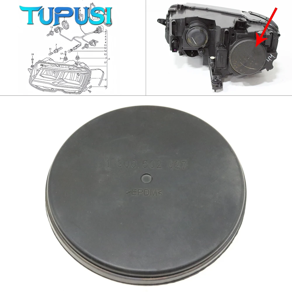 For VW Tiguan Passat CC Allspace Touran 2010-2018 Headlamp Bulb Extension Seal Back Dustproof Cap Lid Headlight Cover 1300502030