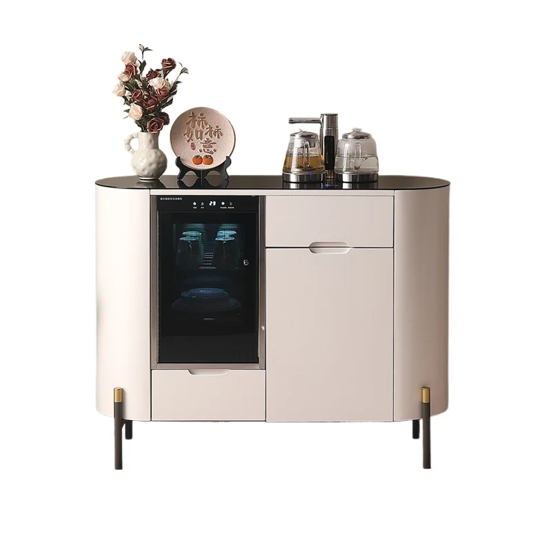 

Light luxury cream style solid wood tea bar machine, cabinet integrated cabinet for home use