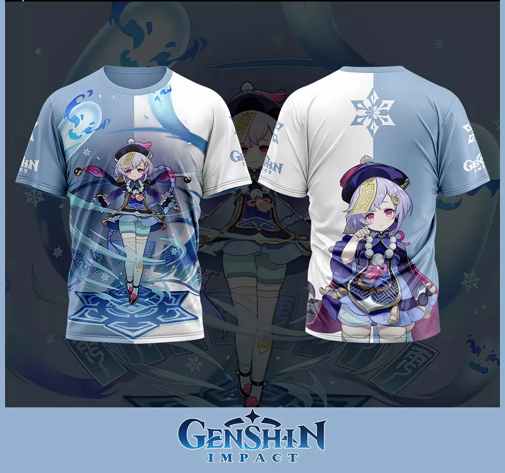 New Genshin Impact T-shirts Hutao Ganyu 3D All Over Print Game Anime T-shirt Men Women Tee Y2k Top Fashion Harajuku Kid Clothing