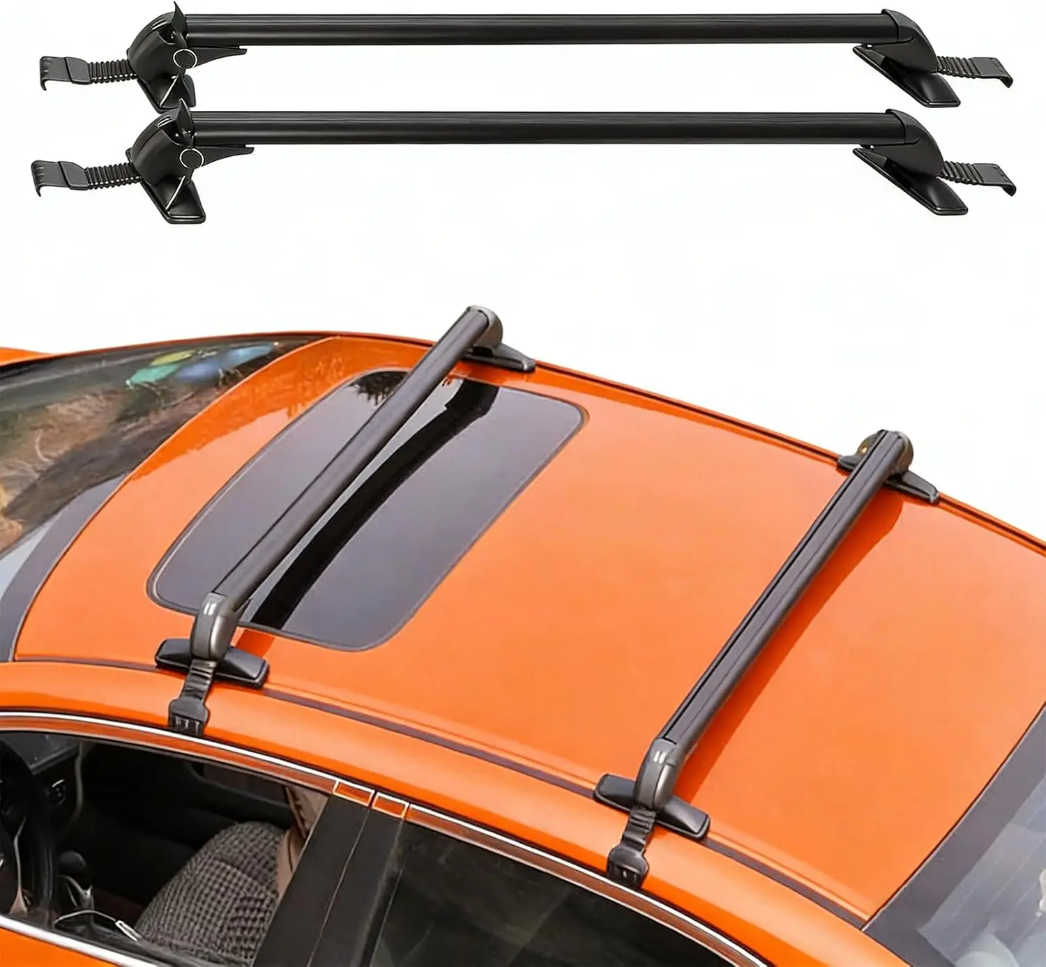 

Adjustable Aluminum Roof Rack Crossbars with Anti-Theft Lock, Fits Cars Without Side Rails for Bike Kayak Cargo, 165LBS Capacity