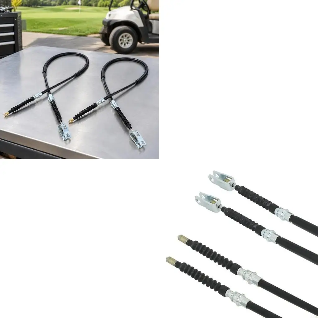 Paired Golf Cart Brake Cable Assemblies with Black Sheathed Housings ...