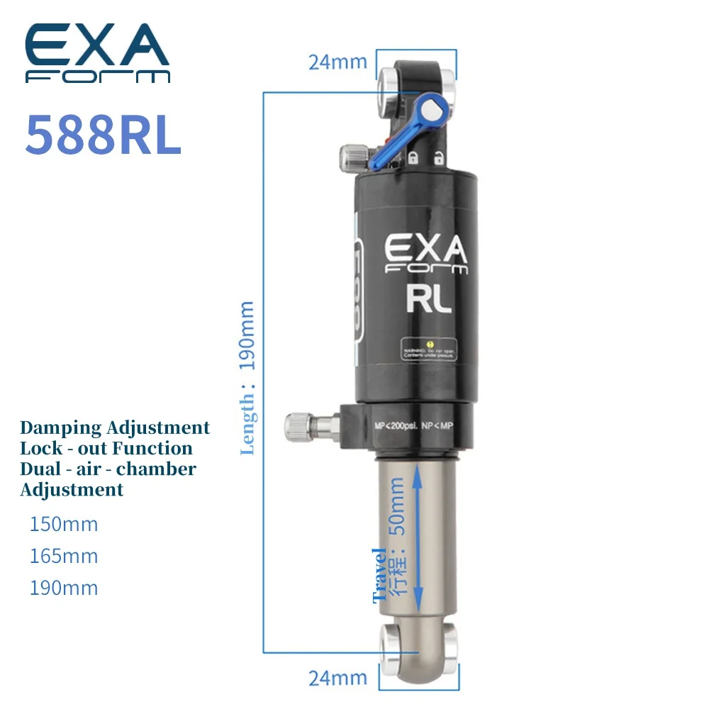 1 pcs KS EXA  Bike Air Shock Absorber 150/165/190mm 588RL 582RL 562RL MTB Damping Single/Double Air Chamber Bicycle Rear Shock