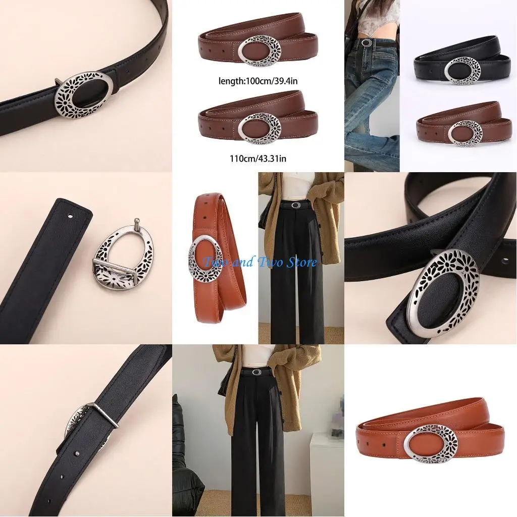 

HX6F Waist Belt Rock and Roll Cool Hollow Buckle Cowboy Cowgirl Classical Belt