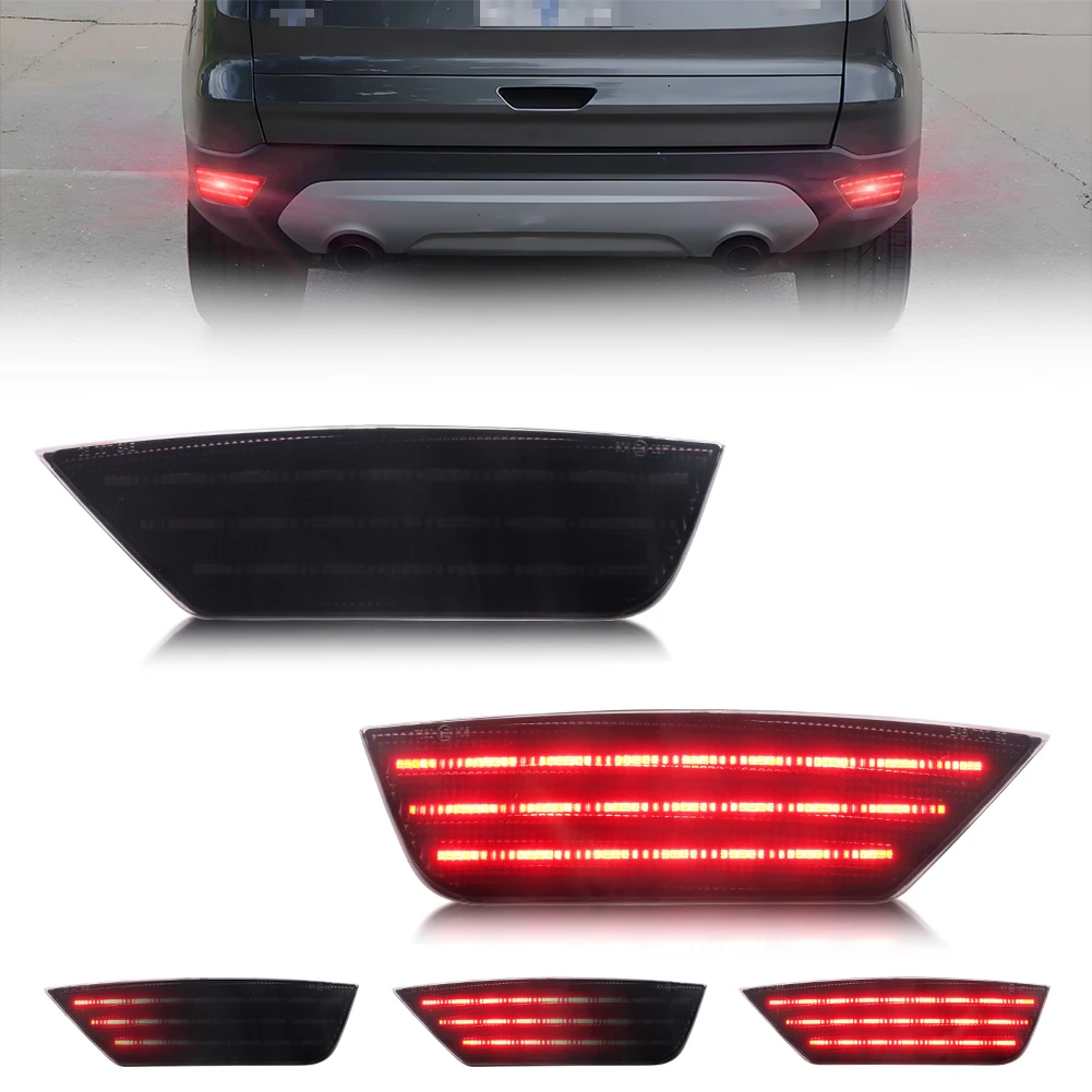 2Pcs For 2013 2014 2015 2016 2017 2018 2019 Ford Escape Rear DRL Brake Light Reflector Light Turn Signal Light Tail Light W/LED