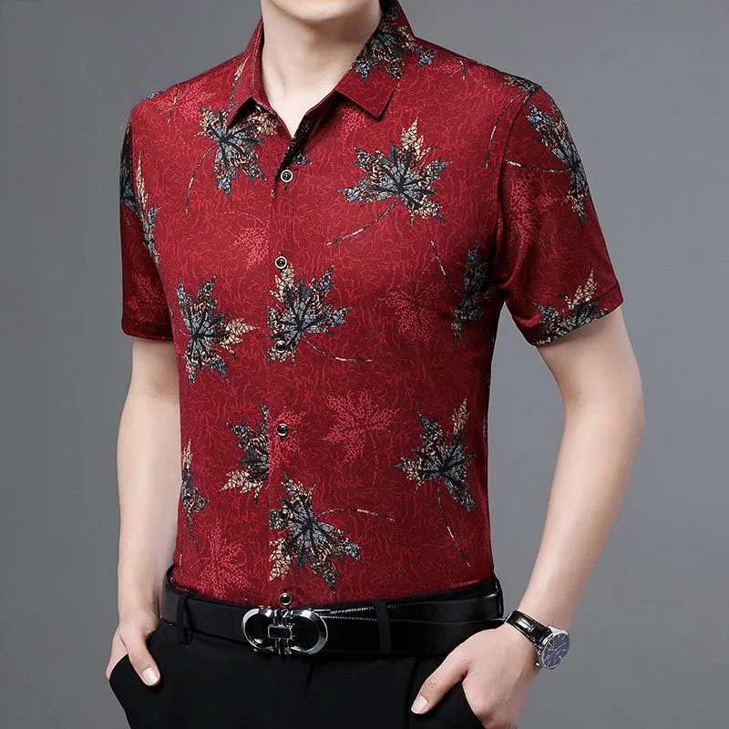 Camisa estampada con cuello de Polo para hombre, ropa informal a la moda, camiseta Vintage de manga corta con botones que combina con todo, novedad