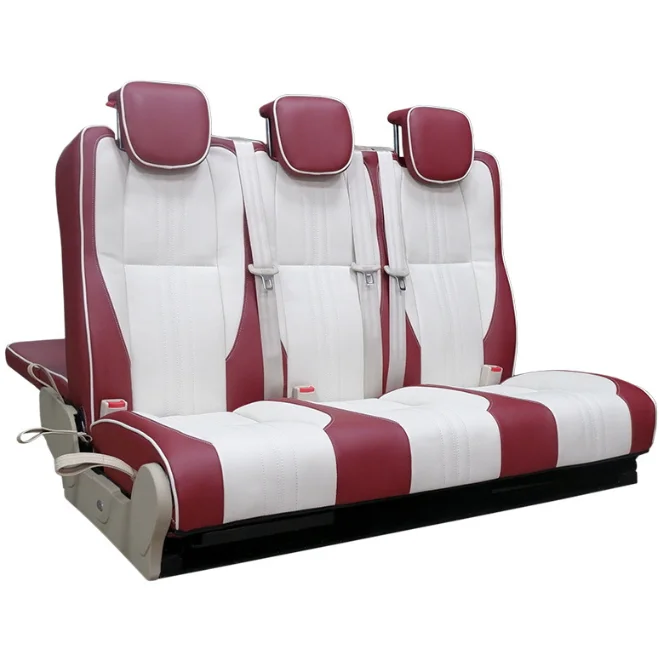 RV Swivel Seat, Cara Folding Camper Double People Seat Roll Bed Car Seats Made of Leather Folding Seat