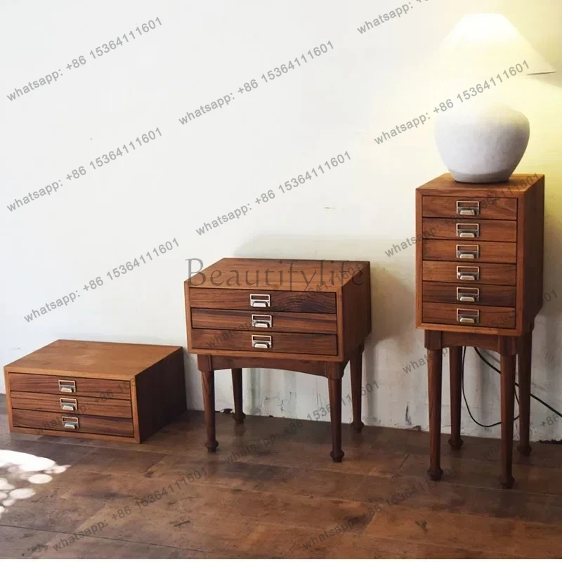 طاولة بجانب السرير مربعة ضيقة مكونة من 3 ألوان من خشب الساج المانمار وطاولة بجانب السرير من الخشب الصلب لمنزل القرون الوسطى والرياح الصامتة الاسكندنافية #3