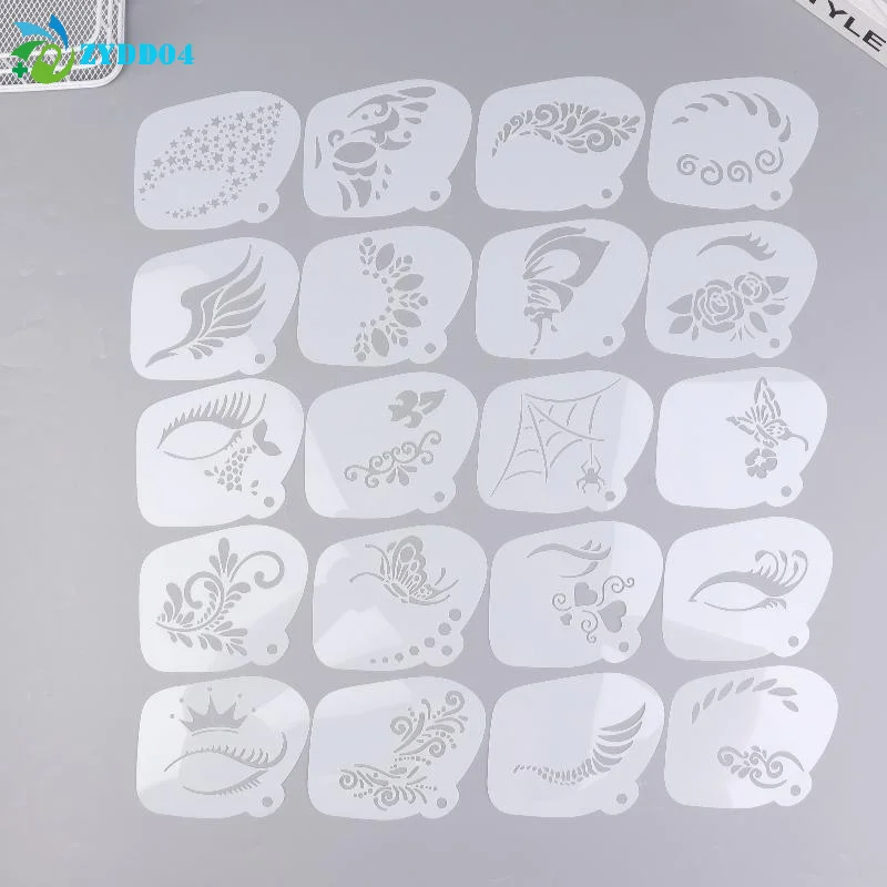 

● 20/8 шт. трафареты для рисования тела, художественные штампы для лица, временные татуировки, многоразовые трафареты, пластик