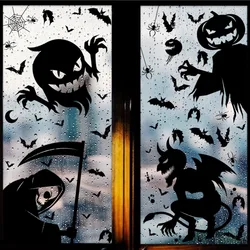 Halloween Window Stickers Removable Bat Ghost Pumpkin Wall Decal Halloween Party Decoration for Home Haunted House Horror Props