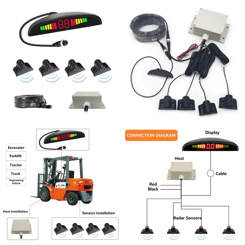 for Reverse Assist LED Display Alarm Radar Detector Camera Parking Sensor Kit with 4 Sensors