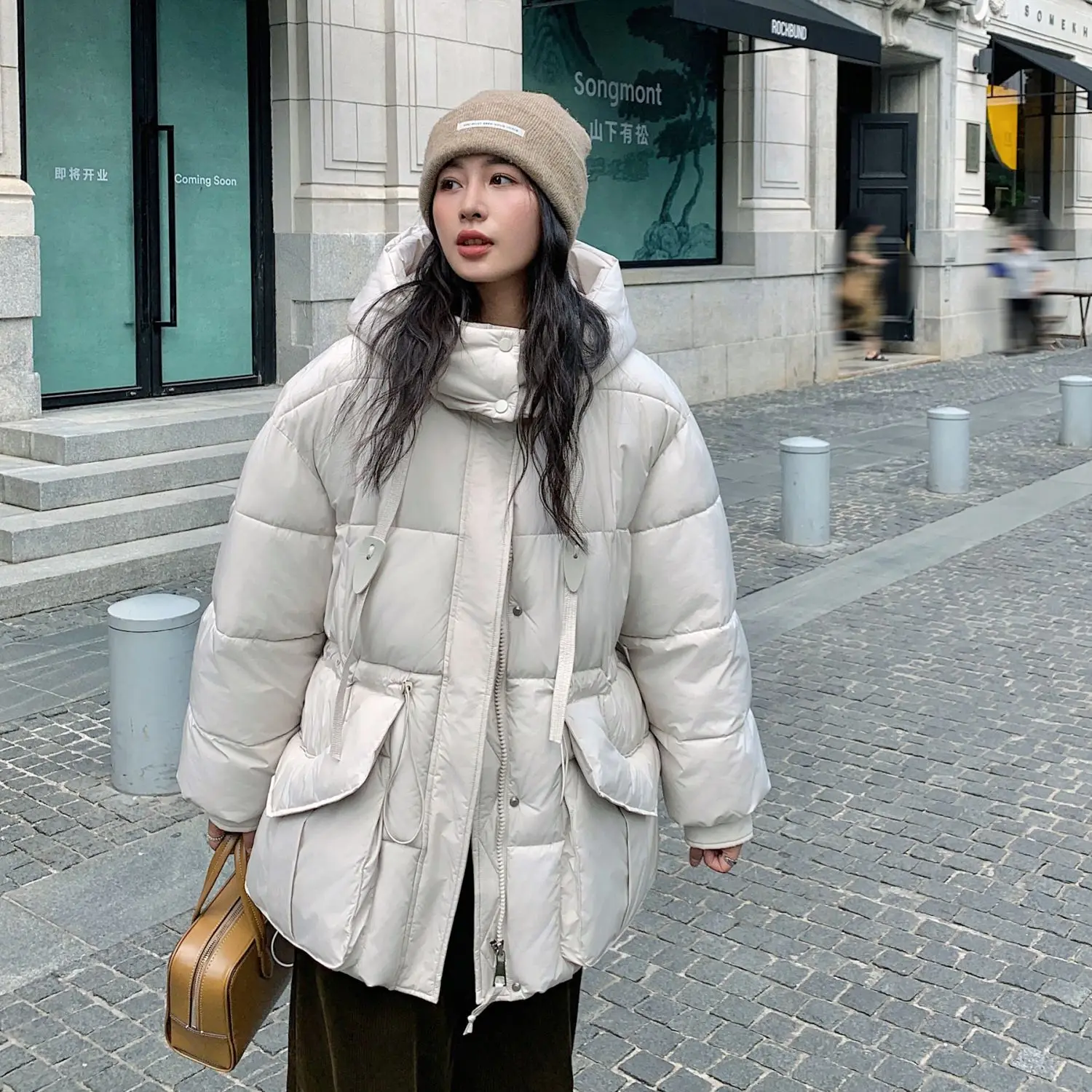 

Short Cotton Padded Jacket Autumn Winter New Fashion Hooded Velvet Padded Loose Cotton Padded Jacket Coat Top
