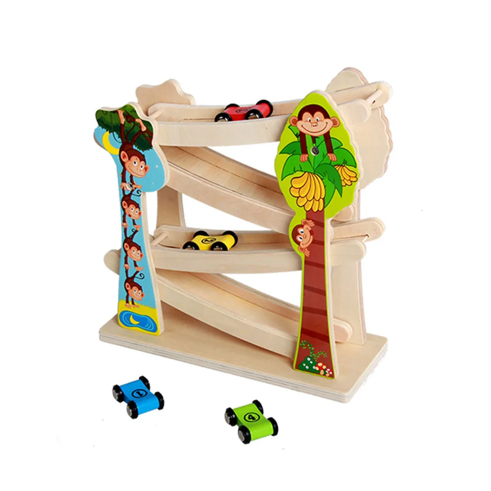 

Wooden Gliding Car Toy Track Ramp Race Kids Educational Logical Thinking Motor Skills Water Paint for Children