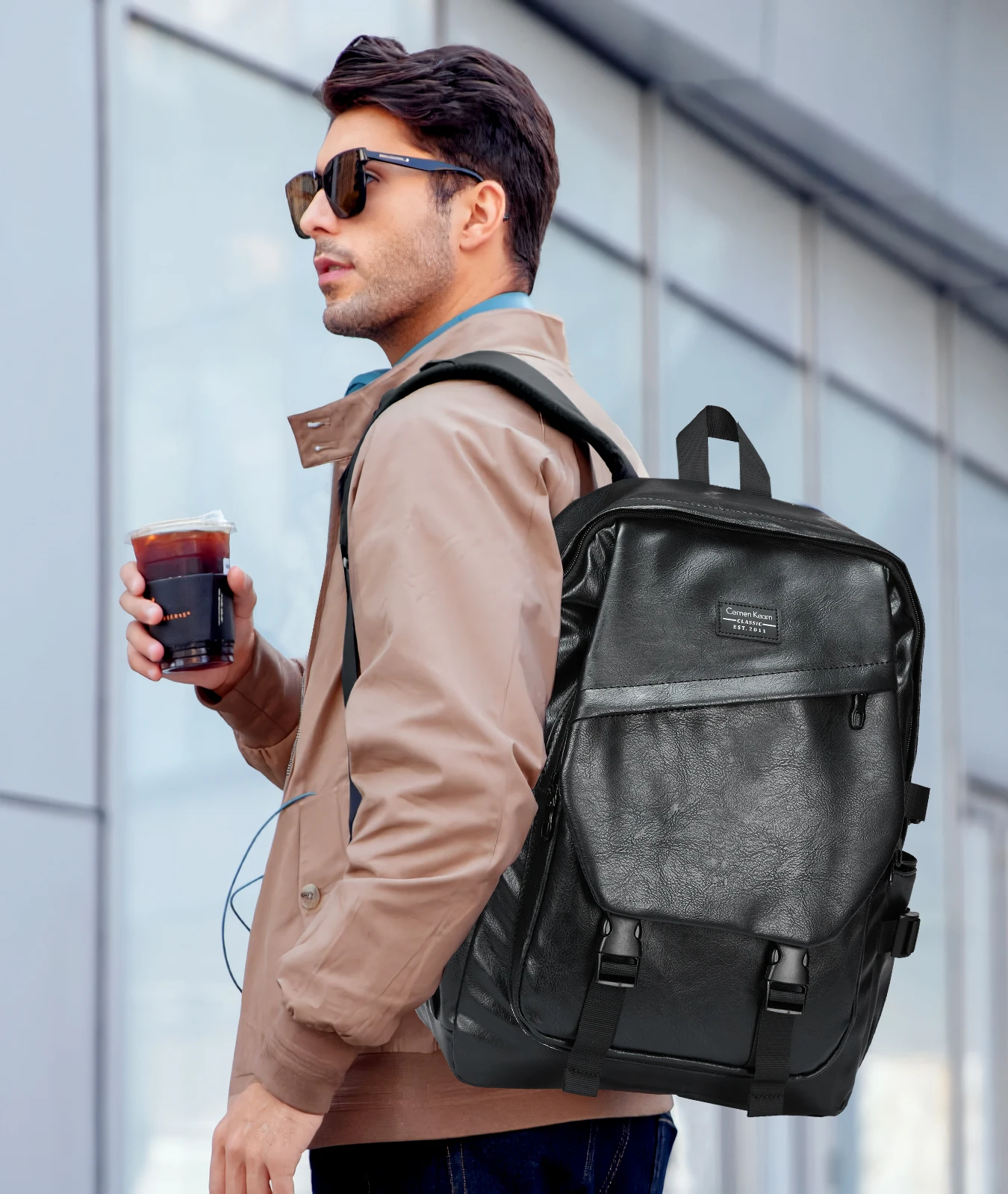 

Leather Backpack For Men Fit 15.6 inch Laptop,Waterproof Large Capacity Backpack,Suitable for Traveling and Commuting