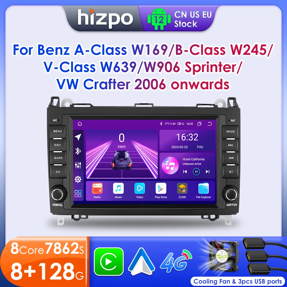 

Hizpo 8 "Android авто радио для Mercedes Benz B200 Class Sprinter W906 Viano Vito W639 Carplay автомобильный мультимедийный GPS 2din авторадио