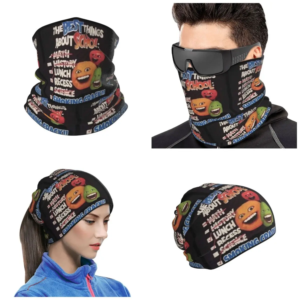 Annoying Orange Best Things About School Bandana Neck Cover Printed Wrap Scarf Cycling Headwear Unisex Adult Winter