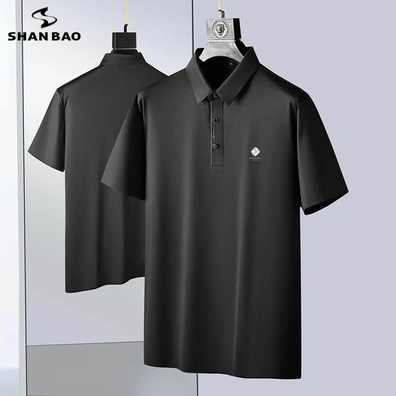 4XL 5XL 6XL 7XL Summer Quality High Elastic Men's Business Casual Formal Loose Short Sleeve POLO Shirt Non-marking Non-iron Polo