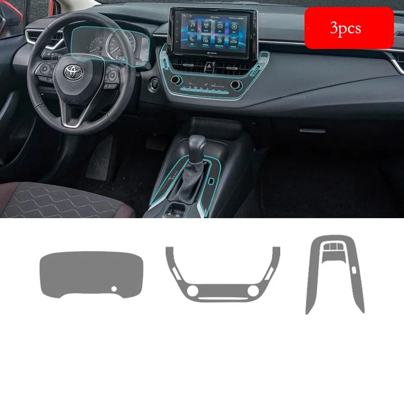 TPU for Toyota Corolla 2019-2022 Transparent Protective Film Car Interior Stickers Central Control Gear Air Door Dashboard Panel