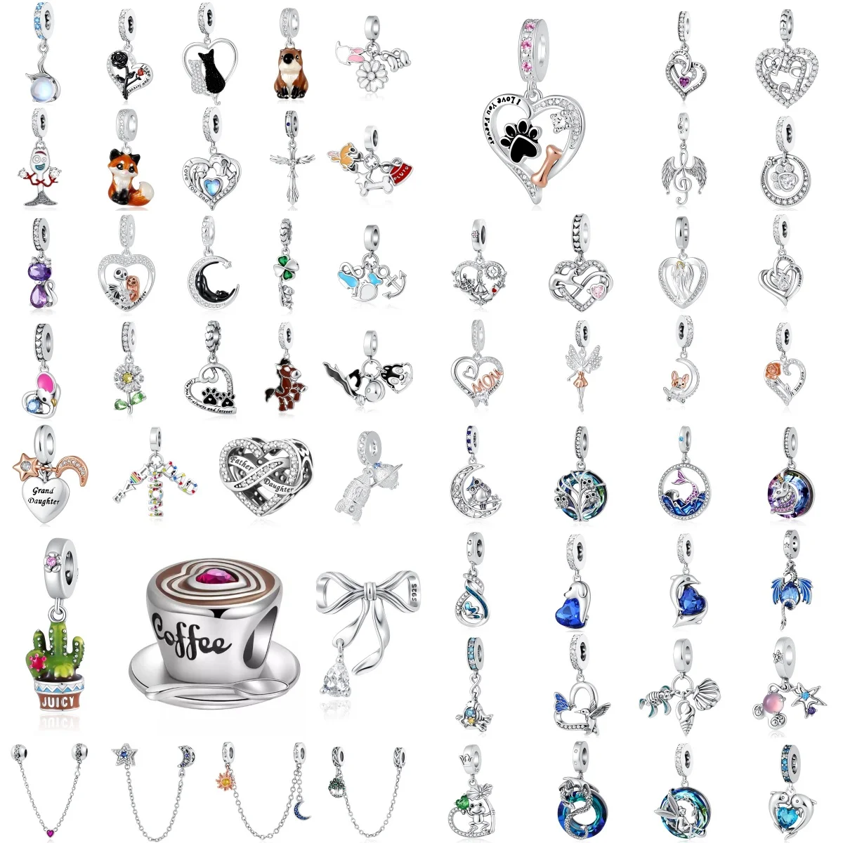 2026 Fashion 925 Silver Frog Mouse Rabbit Dog Pendant Suitable for European Bracelet DIY Women's Jewelry Accessories