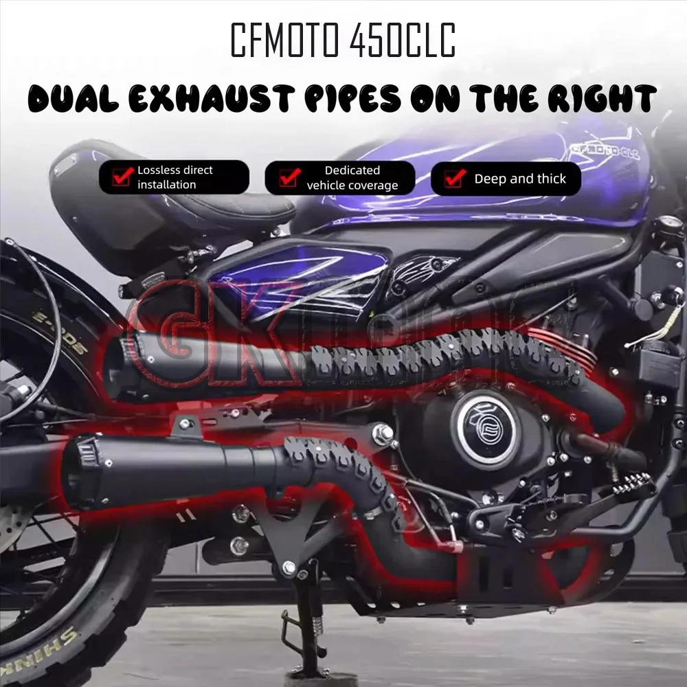 

For CFMOTO 450CLC CLC450 450 CLC Motorcycle Modification Exhaust Retro Sound Deep and Resonant Exhaust Right Side Dual Exhaust