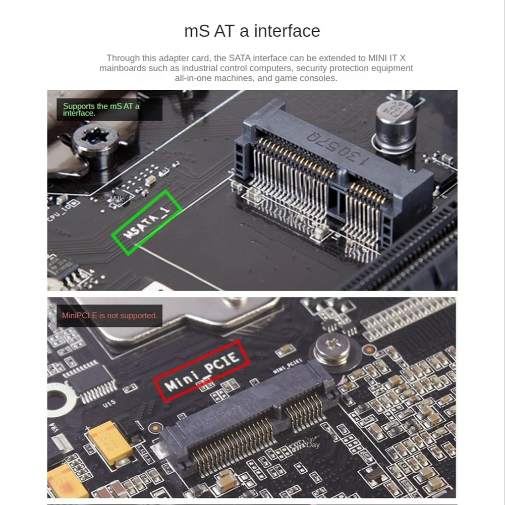 محول بطاقة SSU Mini SATA إلى SATA من MSATA إلى 7 Pin محول SATA نصف كامل لمحرك الأقراص الصلبة SSD مقاس 2.5 و3.5 بوصة