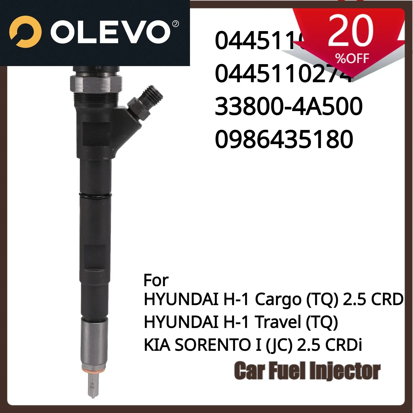 

Suitable 0445110274 0445110275 New Diesel Fuel Injector Assy 33800-4A500 For Hyundai Starex H1 I800 iLoad / KIA Sorento 2.5 CRDI
